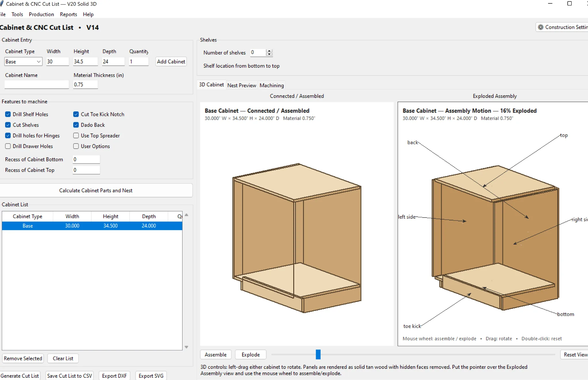 CabinetCNCPro 3D cabinet design