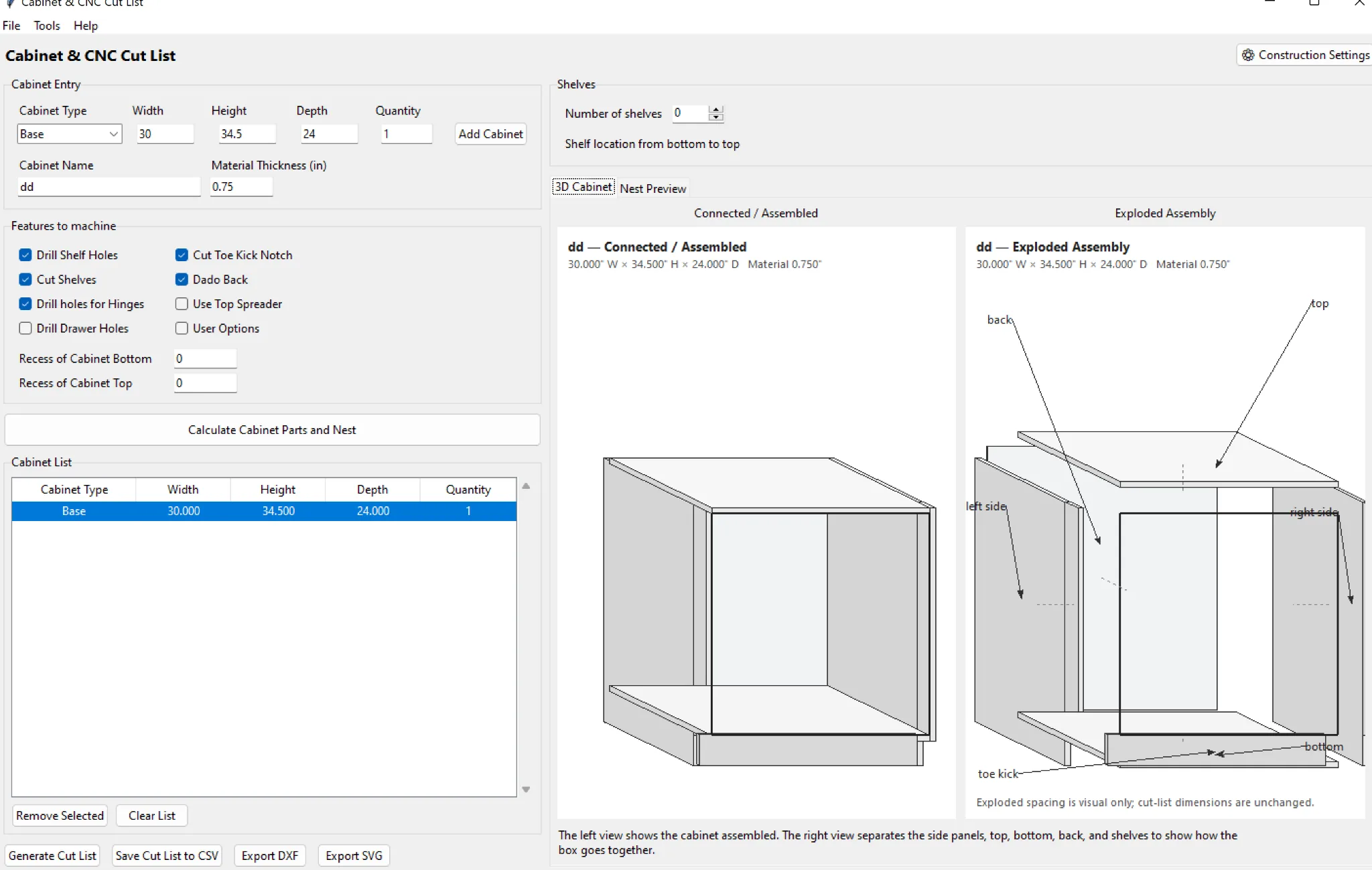 CabinetCNCPro interface overview